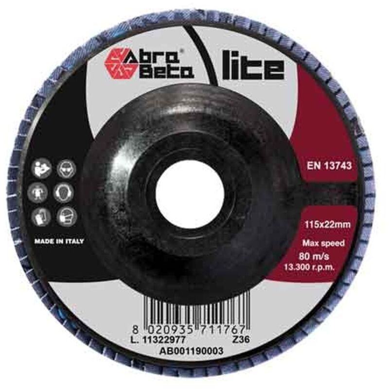 DISCO LAMELLARE ALLO ZIRCONIO 'LITE' ABRA BETA Ø 115x22 mm - grana 80 Q.TA 10
