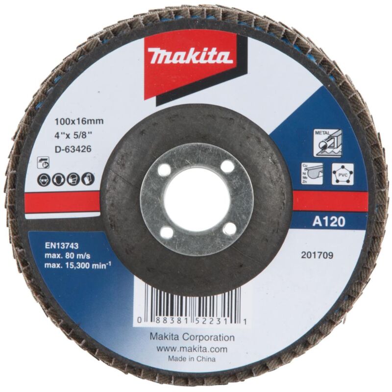 Disco lamellare Makita 1 pz. - 115 mm - 22,23 mm - A40 - metallo, pvc, rame