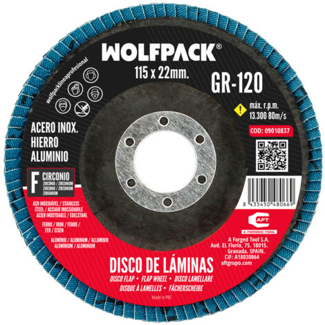 Disco Laminas Lija Circonio Inox - Plus 115x22 mm. Grano 120