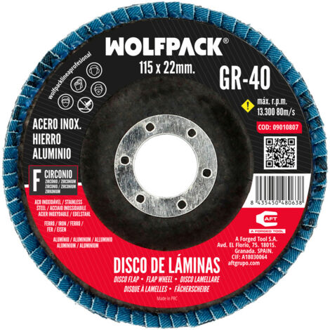 Disco Laminas Lija Circonio Inox - Plus 115x22 mm. grano 40