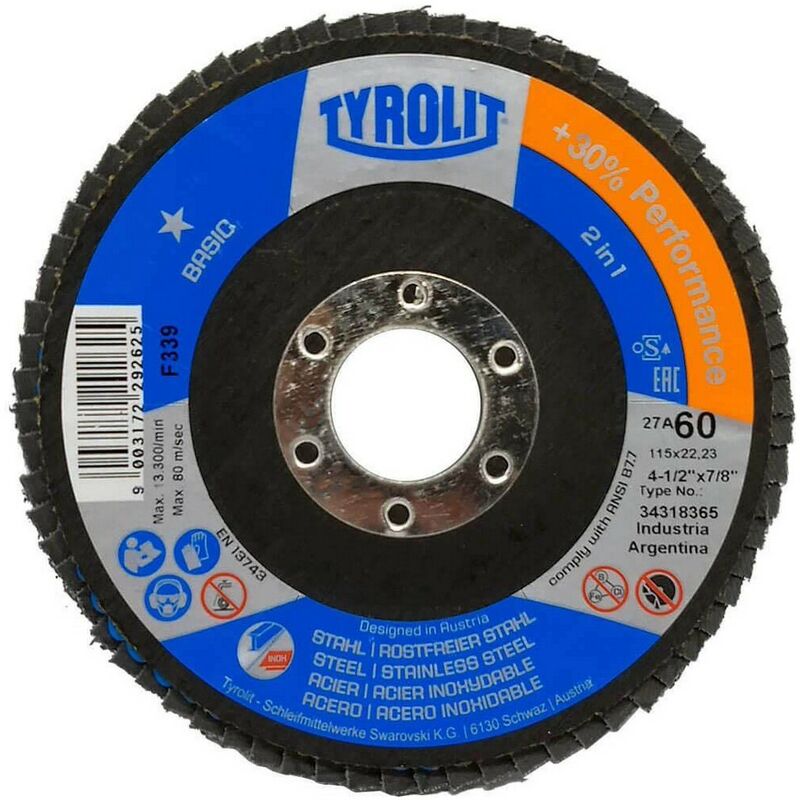 

TYROLIT Disco de láminas 27cla 115x22,23 za60q-b tyrolit