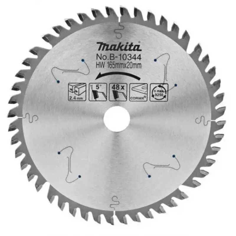 Makita - B-10344 Specialized Lama per sega ad affondamento 165x20 mm per Corian