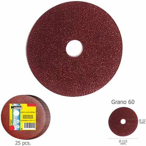 Disco Lija Hierro 115x22 mm. Grano 60 (Paquete de 25 unidades)