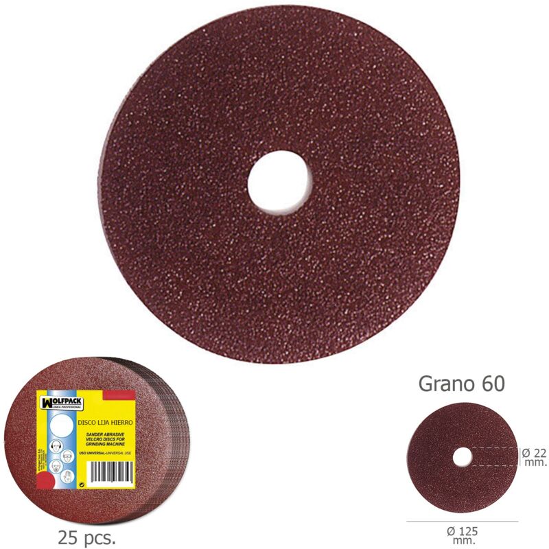 

Disco lija hierro 125x22 mm. grano 60 (paquete de 25 unidades)