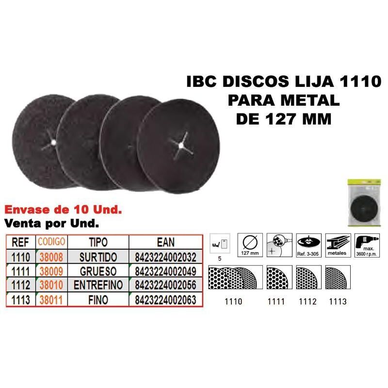 

MIBRICOTIENDA ibc 1-112 5 discos lija 127mm metal entrefinos