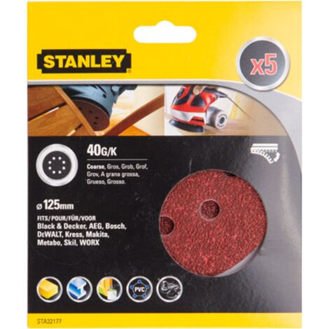 Disco Lija Roto Orbital Perforada 125Mm Gr40 Stanley 5 Pz
