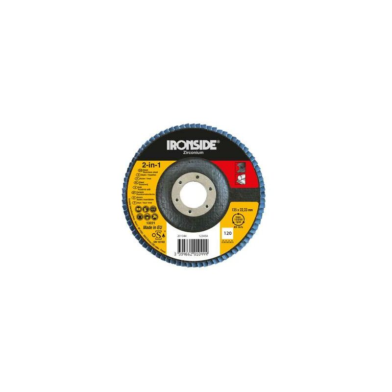 

Disco Láminas Zirconio Ø 125 Grano 120 72 Láminas, LONG LIFE - Ironside