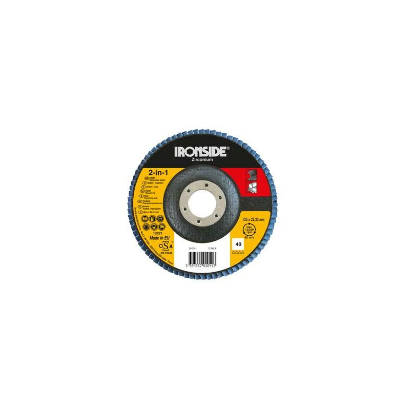 

Disco Láminas Zirconio Ø 125 Grano 40 72 Láminas, LONG LIFE - Ironside
