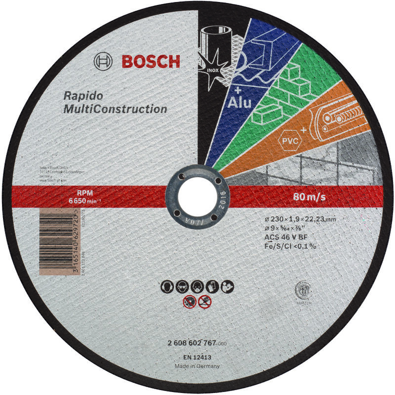 

BOSCH 2608602767 Disco corte recto Rapido Multi Construction 230 mm