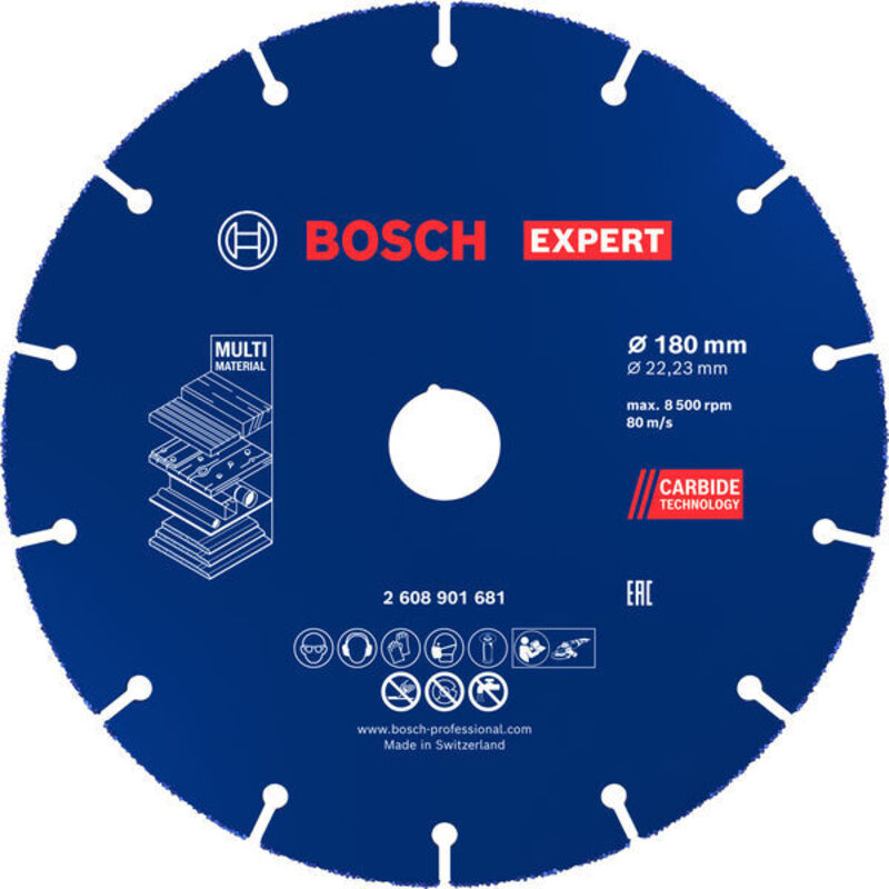 Bosch - Professional 1x Expert Carbide Multi Wheel (per legno duro, ø 180 mm, Accessori smerigliatrici grandi)