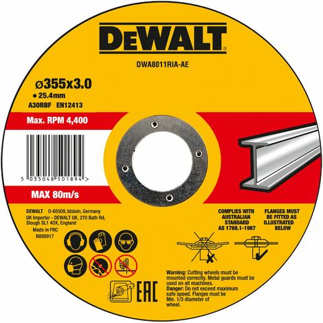 Disco para sierra tronzadora para metal, 355 x 3 x 25.4 mm  DeWalt DWA8011RIA-AE