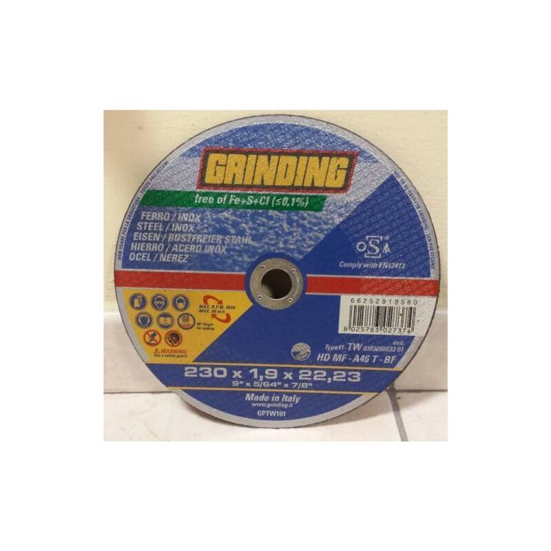 Image of Grinding - Disco per ferro acciaio inox hd mf 230x1,9x22,23 230 mm mola abrasiva