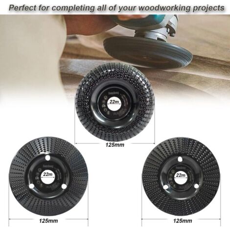Disco per smerigliatrice angolare da 125 mm per legno, 3 dischi abrasivi per sagomare, levigare e tagliare.
