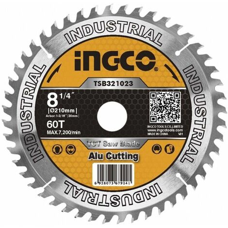 Disco per Taglio Legno a 60 Denti Ø da 210 mm INGCO per Smerigliatrice Circolare