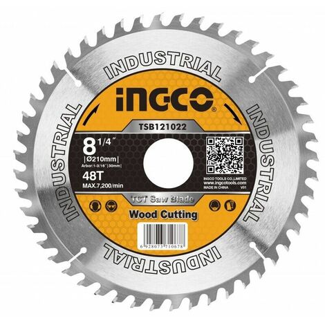 Disco per Taglio Legno da 48 Denti Ø 210x30mm INGCO ricambio per Sega Circolare
