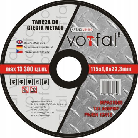 DISCO PER TAGLIO METALLO 115X1,0 PER MOLATRICE ANGOLARE