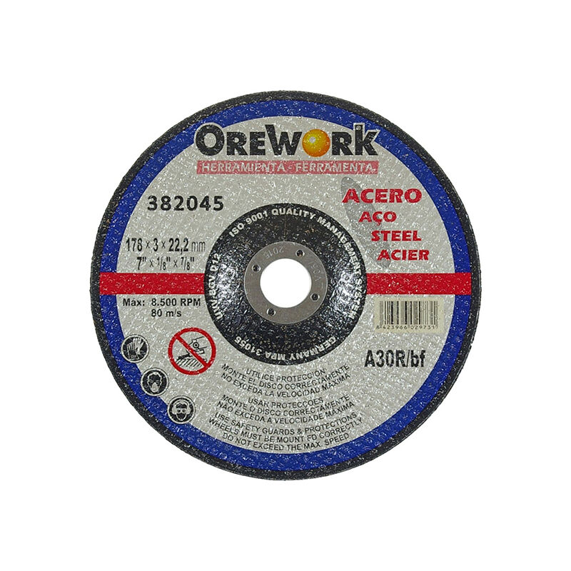 

Disco profesional corte metal 178x3x22 mm - Orework