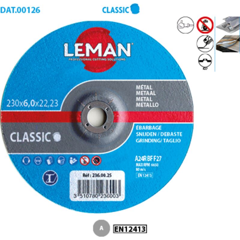 Polierscheibe für Grobschliff Stahl 115x6mm 116.00.25 Leman