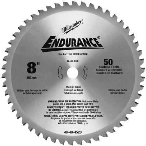 DISCO SEGA CIRCOLARE PROFESSIONALE PER METALLO IN CERMET CSB P M 203X5/8X1.8X50 50 DENTI - 1 PZ MILWAUKEE