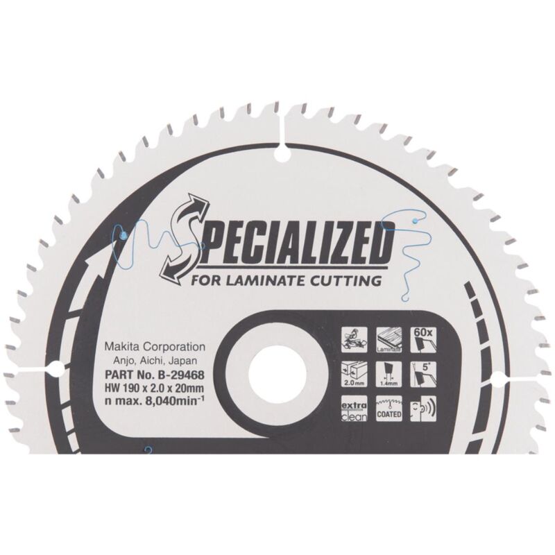 Makita - Lama circolare 190 x 20 mm, 60 denti 190 x 20 mm - 60 denti