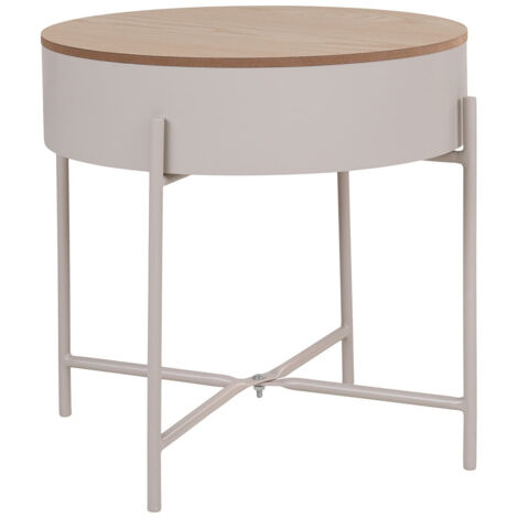 DISCO - Table avec Rangement sous le Plateau Gris Clair et Naturel