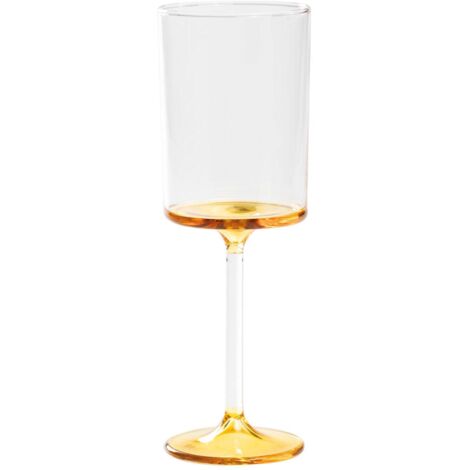 Discobolo Lot de 4 Verres à Vin Blanc en Verre Borosilicate Soufflé à la Main avec Fond Jaune Or, Capacité 31 cl pour une Dégustation Élégante