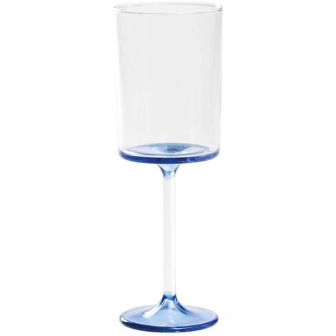Discobolo Lot de 4 Verres à Vin Blanc en Verre Borosilicate Soufflé à la Main, Tige Mince et Fond Bluino Élégant pour Vins et Vins Mousseux