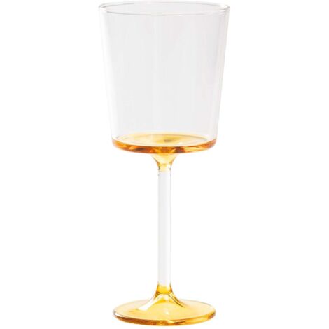Discobolo Lot de 4 Verres à Vin Rouge en Verre Borosilicate Soufflé à la Main, Capacité 46,5 cl, Design Élégant avec Fond Transparent et Jaune Or