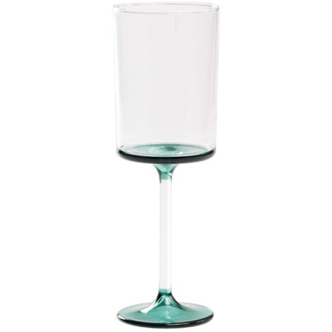 Discobolo Set de 4 Verres à Vin Blanc en Verre Borosilicaté Soufflé à la Main, Capacité 31 cl, Couleur Transparente avec Fond Vert Lac Élégant