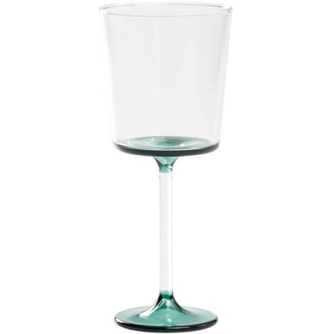 Discobolo Verre à Vin Rouge en Verre Borosilicaté Soufflé à la Main, Lot de 4 Pièces, Capacité 46,5 cl, Design avec Fond Vert Lac Élégant
