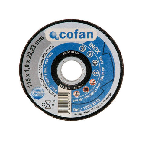 Discos de corte estándar "línea azul" acero y hierro +30% rendimiento y seguridad                          115 mm               1.0 x 22.2 mm