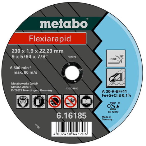 Discos de corte Flexiarapid 125x1,6x22,2 acero inoxidable Metabo