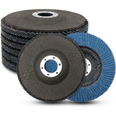 Discos de láminas, 125 mm, granos 40/60/80/120, discos de láminas, discos de esmerilado para desbarbar, pulir, eliminar óxido y dar acabado - azules, 8 unidades