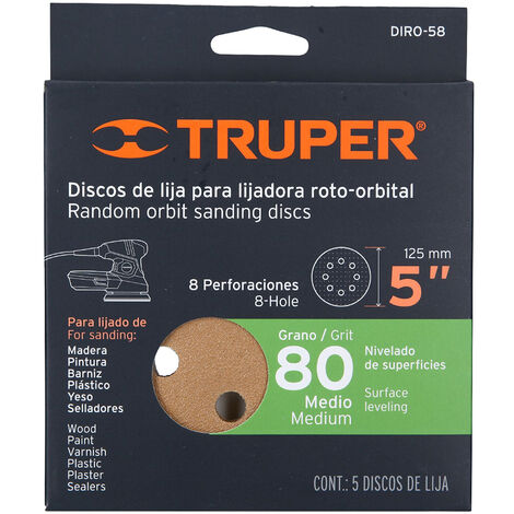 Discos de lija, 125 mm - Grano 80