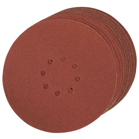 Discos de lija perforados autoadherentes, 225 mm, 10 pzas Grano 80