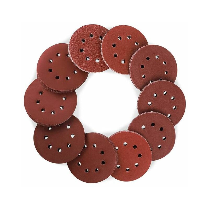 

Discos de lijado 125 mm - 20 piezas de papel de lija, papel de lija para lijadoras excéntricas Lijado excéntrico 8 agujeros grano 400