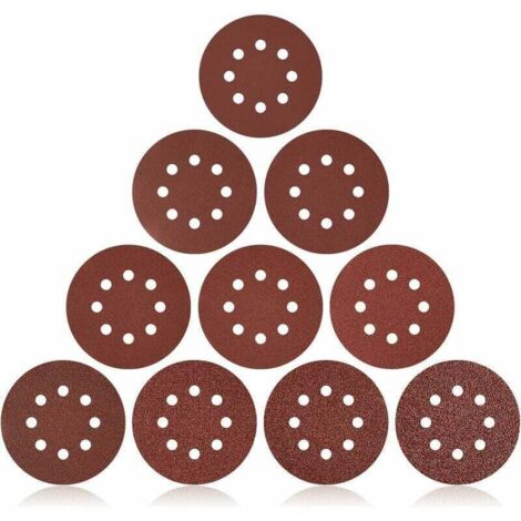Discos de lijado de 125 mm, 160 unidades, papel de lija para lijadora circular, grano 20×60/80/100/120/150/240 y 10×320/400/600/1000