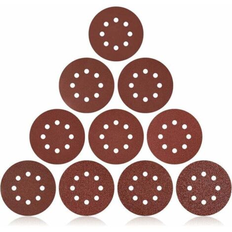 Discos de lijado de 125 mm, 160 unidades, para lijadora circular, grano 20×60/80/100/120/150/240 y 10×320/400/600/1000