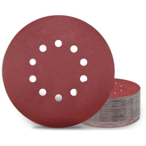 Discos de lijado de 225 mm, 25 piezas, grano P240, 10 agujeros, para lijadoras de cuello largo, lijadoras de yeso y lijadoras jirafa