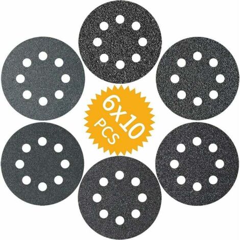 Discos de lijado de carburo de silicio de 125 mm, grano 60, 100, 150, 180, 240 y 320, 8 agujeros, para lijadoras.