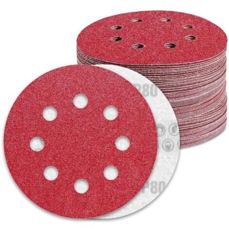 Discos de lijado YMYNY de 125 mm, papel de lija de grano 80, 90 piezas, disco de lijado de 8 agujeros para lijadora orbital