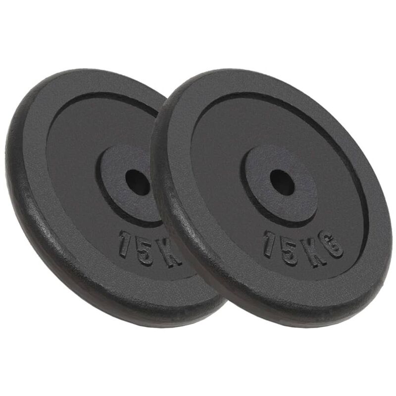 

Discos de pesas de hierro fundido 2 unidades 30 kg - Negro