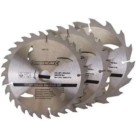 Discos de TCT para sierra circular, 16, 24, 30 dientes, 3 pzas 150 x 20 mm, anillos de 16 y 12,75 mm