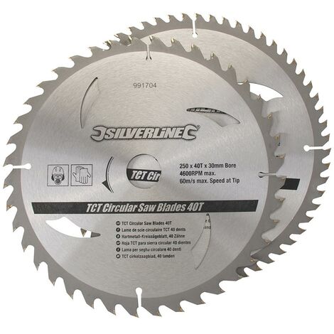 Discos de TCT para sierra circular, 40 y 60 dientes, 2 pzas 250 x 30 mm, anillos de 25, 20 y 16 mm