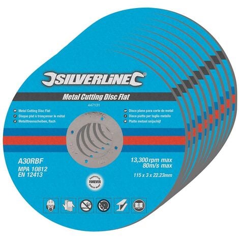 Discos planos para corte de metal, 10 pzas 115 x 3 x 22,23 mm