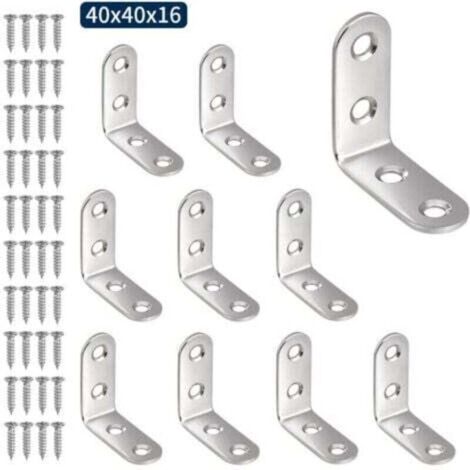 Discount, 50 Pcs Fixing Brackets, 90 Degree Right Angle Stainless Steel Angle Brackets - 40 x 40 x 16MM Fixing Brackets for Wooden Chair Furniture Cabinets, AAFGVC