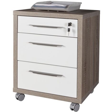 DISEGNO CASSETTIERA 3 CASSETTI 45X48,5X63 I ROVERE BIANCO