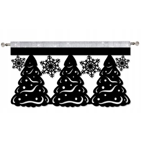 Diseño de árbol de Navidad y copo de nieve, tipo sobre, cenefa para cortina, purpurina navideña, 60x35