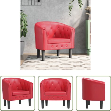Diseño de cubo -  Sillón cuero sintético rojo