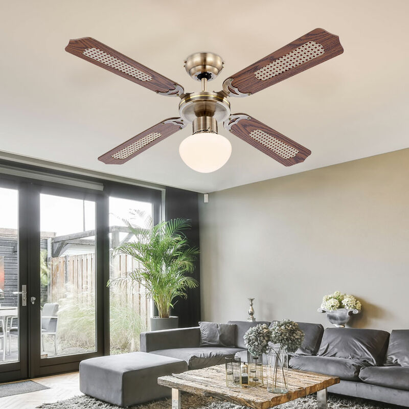 

Ventilador de techo LED con interruptor de tiro 3 pasos motor adelante / atrás 47W 106,6 cm
